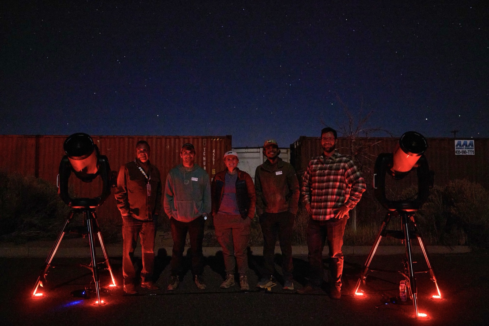 Tour group gathered for a guided stargazing night near Bryce Canyon